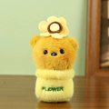 Portachiavi orsetto di peluche giallo con girasole e testo Flower ricamato fine - Circa 15cm / Orso