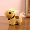 Portachiavi unicorno in peluche giallo con criniera colorata per borsa e zaino - Marrone