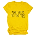 Détail du t-shirt jaune en coton avec imprimé 'ALWAYS READ THE FINE PRINT I'M PREGNANT' - Jaune (Police Noire)