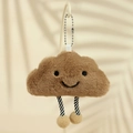 Süßer brauner Plüsch-Wolken-Schlüsselanhänger mit gestreiften Beinen für Taschen - Wolke Lächeln Stil / Mini-Größe / Braun