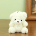 Schattige witte pluche teddybeer hanger van zacht imitatiebont met een zilveren bolletjesketting - Beige Beer