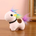 Portachiavi unicorno in peluche rosa con criniera colorata e anello in metallo - Rosa
