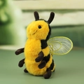 Cute plush bee keychain with yellow and black stripes and delicate gold wings - Standard Size / Yellow and Black Color Scheme