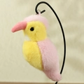 Cute yellow and pink plush bird keychain with soft faux fur and metal ring hook - Pink