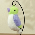 Cute neon green and purple plush bird keychain with hanging strap for bags - Purple