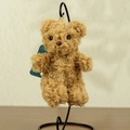 Portachiavi orsetto di peluche marrone chiaro con pelo riccio e gancio metallo - 13 a 18 cm / Cuoio