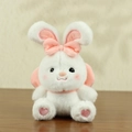 Süßer weißer Plüschhase Schlüsselanhänger mit rosa Schleife und Herzmustern - Weißer Hase / Etwa 13-18cm