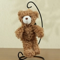 Plush brown teddy bear keychain with soft curly fur and a golden metal ring - 13 to 18 cm / Dark Brown (White Muzzle)
