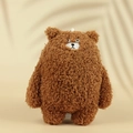 Cute dark brown teddy bear plush keychain with soft curly faux fur and metal ring - Brown