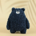 Navy blue curly plush bear charm with metal keychain for bags and keys - Dark Blue