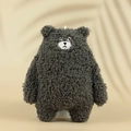 Teddy bear shaped candle in dark gray with realistic sherpa fleece texture and wick - Gray