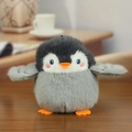 Cute plush penguin keychain with soft grey and white faux fur and orange accents - Penguin Style / Gray / Approx 10cm