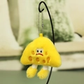 Cute yellow plush toast keychain with a sad expression and silver metal bead chain - Triangle Yellow
