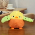 Plush bird keychain pendant in yellow and orange colors with green wings and golden ring - Bird Style / Orange / Approx 10cm
