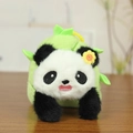 Cute panda plush keychain with green leaf decoration and yellow beaded strap accessory - Smile Face Style