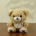 Cute light brown teddy bear plush keychain with lace collar on a wooden table - Bear / Light Brown Bear