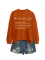 Flat lay of orange slogan sweatshirt with distressed denim shorts on white background - Burnt Orange (White Font)