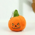 Soft Halloween plush pumpkin keychain with embroidered Jack-o'-lantern face design - Expression 2 / About 7cm