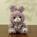 Cute purple plush bunny keychain with lace collar on a rustic wooden surface - Purple Rabbit