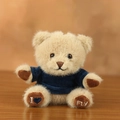 Cute teddy bear plush pendant in blue sweater with "I Love Fly" embroidery. - Blue