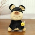 Portachiavi cane di peluche nero e marrone con un piccolo accessorio ape gialla - Circa 15cm / Stile con Ape