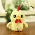Cute yellow plush chicken keychain with soft faux fur and red crest for bag charm - Yellow