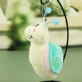 Pendentif en peluche escargot jaune avec coquille bleue et chaîne pour sacs - Bleu clair / Environ 16 cm
