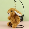 Portachiavi con coniglietto di peluche marrone con pelliccia riccia e gancio dorato - 13cm / Marrone Scuro