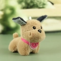 Pluche bruine puppy sleutelhanger met roze kanten sjaal voor tas accessoires - Bruin