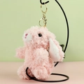 Portachiavi con coniglio di peluche rosa con morbida pelliccia e chiusura in metallo dorato - 13cm / Rosa