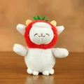 Cute plush sheep keychain wearing a red strawberry hood with embroidery face detail - Strawberry Sheep / Red / Approx. 14cm