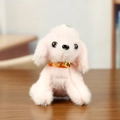 Cute light pink plush puppy keychain with heart collar and golden bell charm - 12cm / Pink