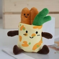 Creative plush vegetable doll with smiling yellow base and carrot insert as bag charm - Green Onion Vegetable Style