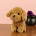 Cute dark caramel teddy dog plush keychain accessory with soft fluffy fur texture - Dark Brown / About 13cm