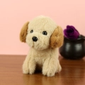 Cute beige and brown plush teddy dog keychain charm in sitting pose for bag decoration - Tan / About 13cm