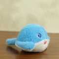 Plush blue whale keychain accessory with soft faux fur and embroidered details - Blue Ray