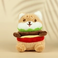 Llavero de peluche Shiba Inu hamburguesa con bordado detallado y capas de colores - Estilo Shiba Inu Marrón / Marrón