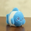Cute blue and white plush fish keychain with embroidery and pink cheeks - Blue Star Clownfish
