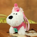Simpatico cane Westie peluche con cappello e maglia rosa per borse e chiavi - 12cm / Maglione Rosa