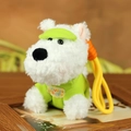 Portachiavi peluche Westie bianco con cappello verde e gilet con scritta Cute Day - 12cm / Maglione Verde