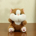 Cute brown and white plush cat keychain with pink paws and soft fluffy texture - Style A Brown / About 13cm