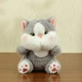 Cute grey and white plush cat keychain with pink ears and red paw print details - Light Gray / About 13cm