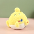 Cute round yellow plush sea creature keychain with soft texture and blue eyes - Yellow Pufferfish