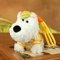 West Highland White Terrier plush keychain wearing a yellow striped shirt and a cute hat - 12cm / Yellow Striped