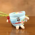 Cute light blue plush cup noodle keychain with seafood flavor embroidery and spoon - Cup Noodle Pendant / About 7cm / Light Blue