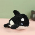 Cute black and white orca plush keychain with soft embroidery and fluffy texture - Black Shark