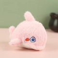 Cute pink plush dolphin pendant with soft long faux fur and fine embroidered details - Pink Dolphin