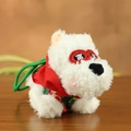 White Westie plush keychain in red traditional mask and wealth charm folk outfit - 12cm / Fortune Red