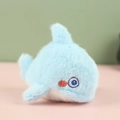 Cute sky blue plush dolphin keychain with soft embroidery and fluffy texture - Blue Dolphin