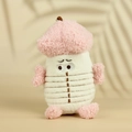 Roze en beige pluche sleutelhanger met borduurwerk en lamswoltextuur - Roze / 15CM